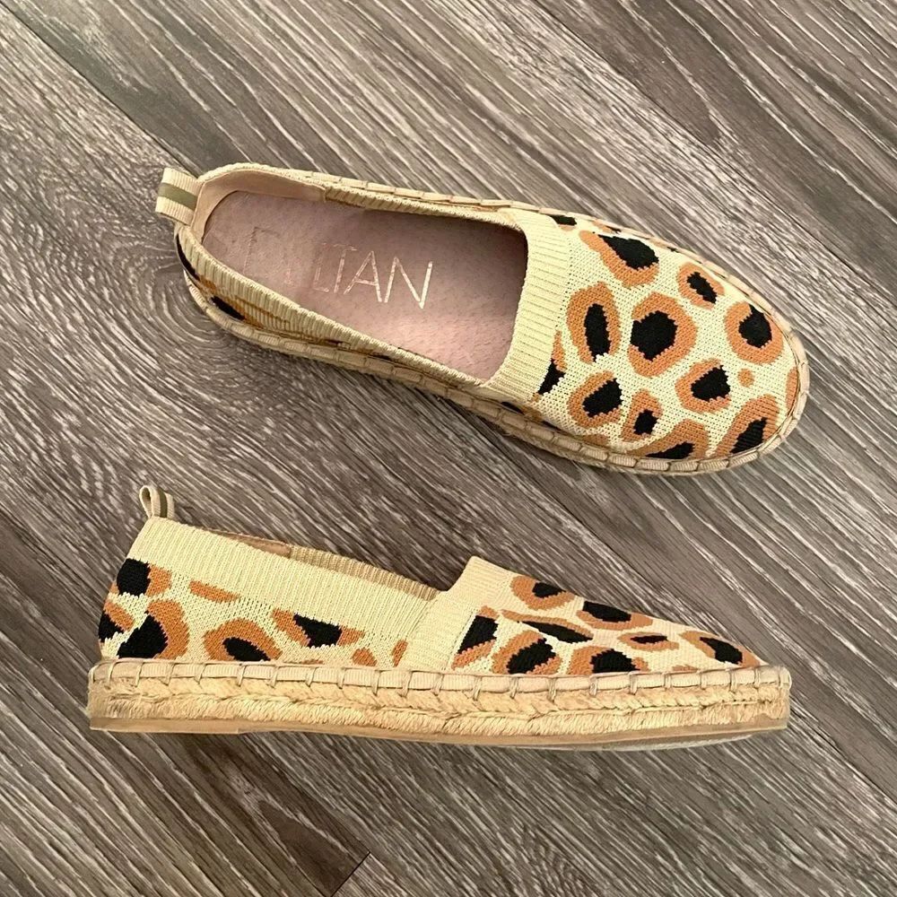 Deltan Hensley Leopard Print Flyknit Slip On Espadrille Flats
